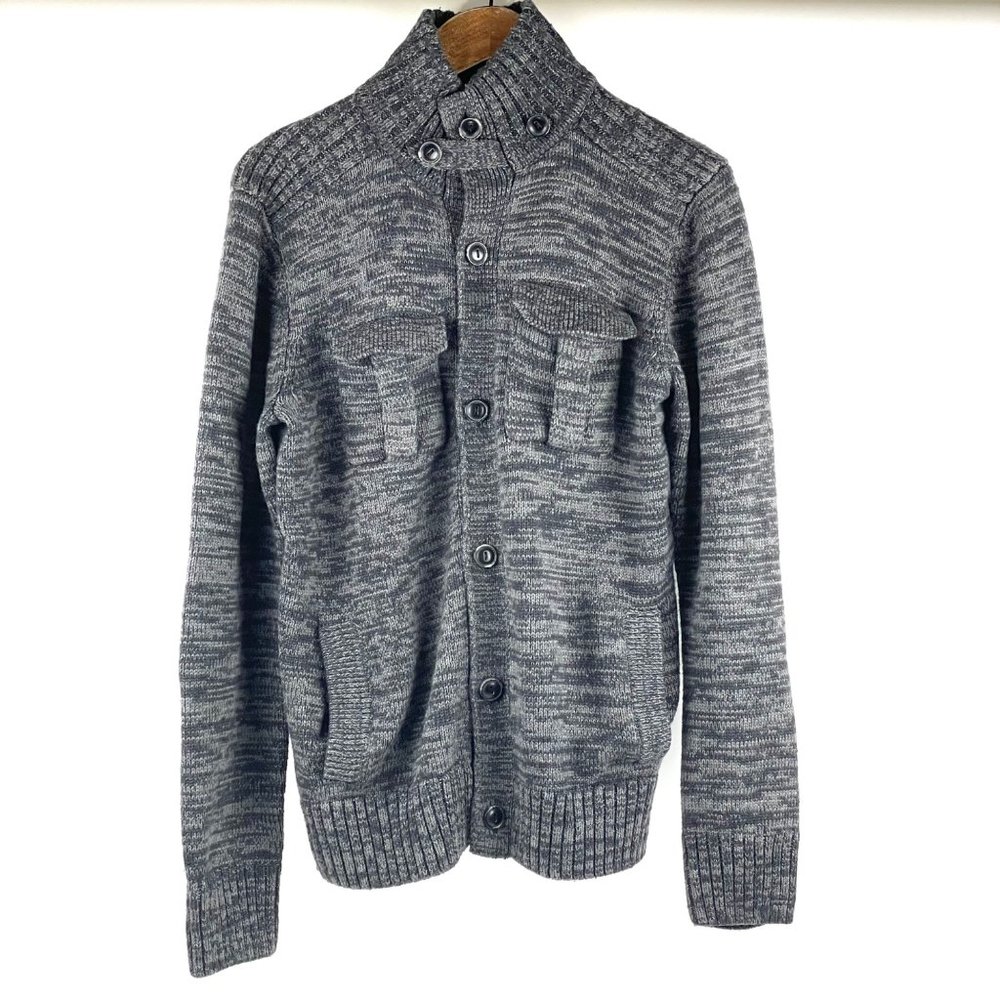 Haggar Mens Sweater Gray Button Up Cardigan Size M